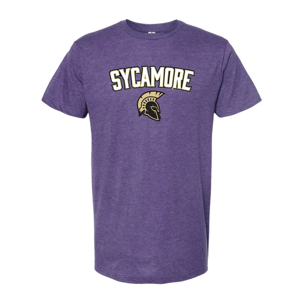 Vintage heather purple Sycamore Spartan t-shirt.