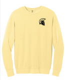 Yellow long-sleeve shirt with a black logo on a white background